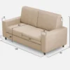 Divano 168x85cm design a due posti con bracciolo geometrico con stoffa idrorepellente beige DI13