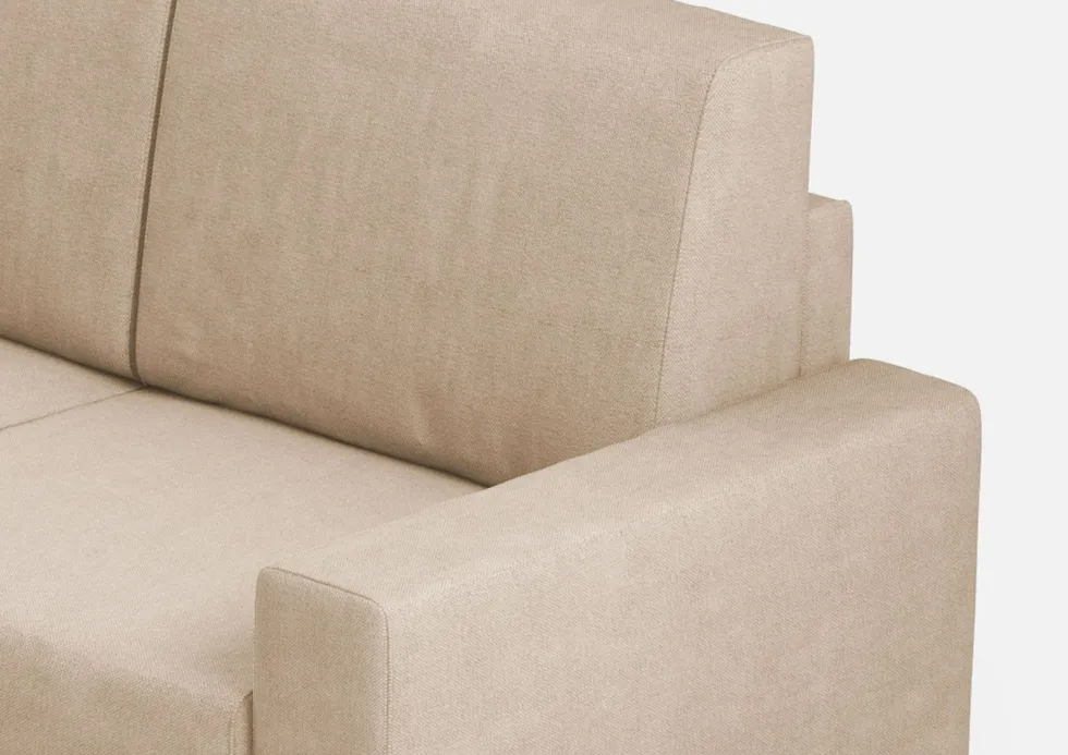 Divano 168x85cm design a due posti con bracciolo geometrico con stoffa idrorepellente beige DI13