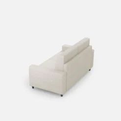 Divano 168x85cm design a due posti con bracciolo geometrico con stoffa idrorepellente bianco latte DI13