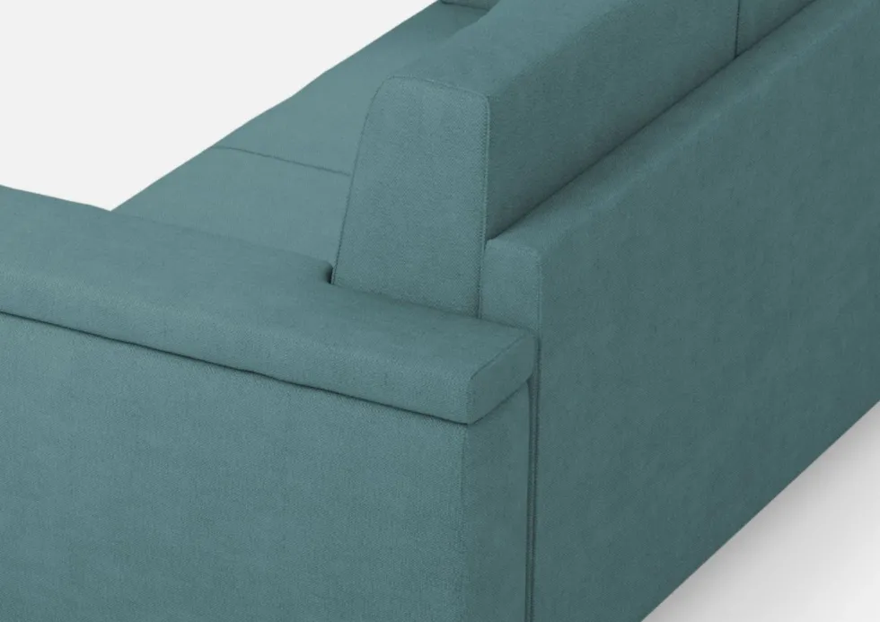 Divano 148x85cm design a due posti con bracciolo squadrato petrolio DI1
