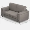 Divano 148x85cm design a due posti con bracciolo squadrato grigio DI1