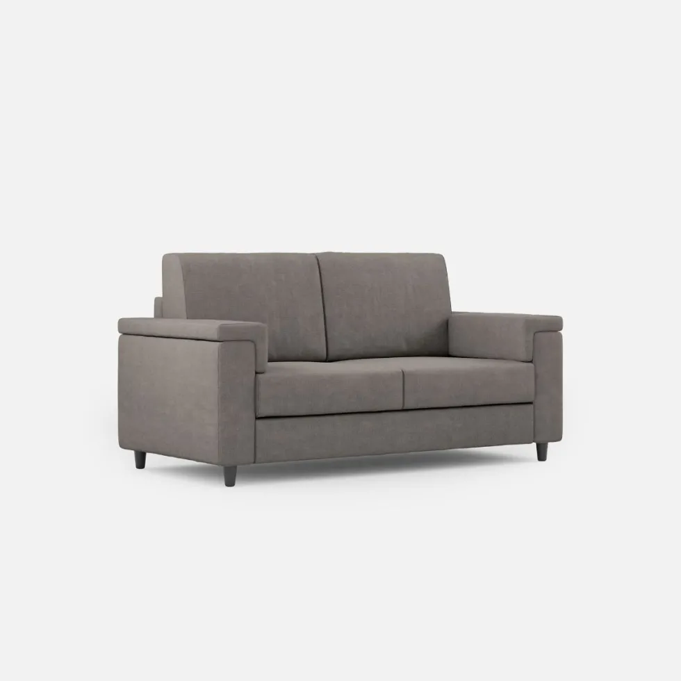 Divano 148x85cm design a due posti con bracciolo squadrato grigio DI1