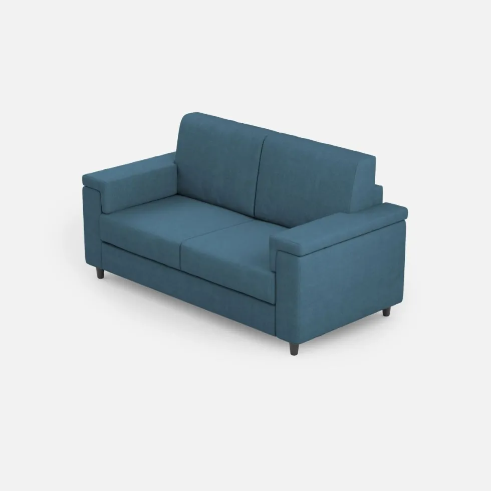 Divano 148x85cm design a due posti con bracciolo squadrato blu avio DI1