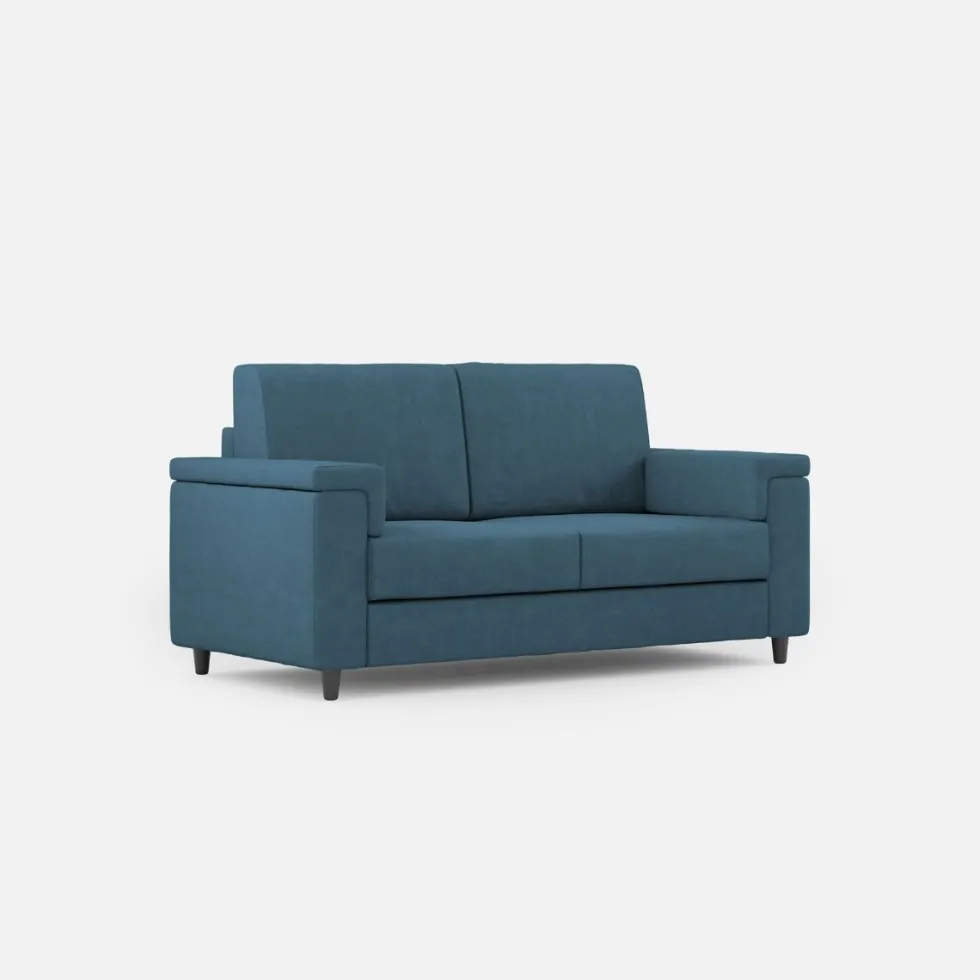 Divano 148x85cm design a due posti con bracciolo squadrato blu avio DI1