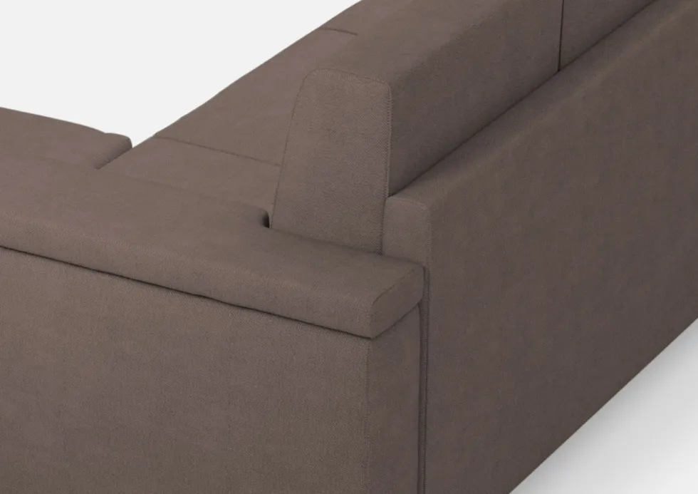 Divano 168x85cm design a due posti con bracciolo squadrato e pouf stoffa idrorepellente talpa DI5
