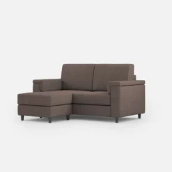 Divano 168x85cm design a due posti con bracciolo squadrato e pouf stoffa idrorepellente talpa DI5