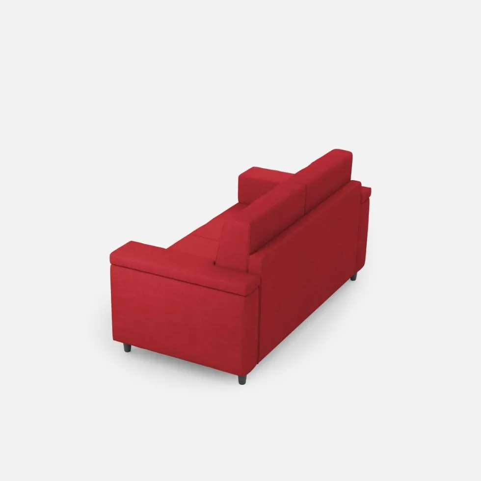 Divano 148x85cm design a due posti con bracciolo squadrato rosso DI1