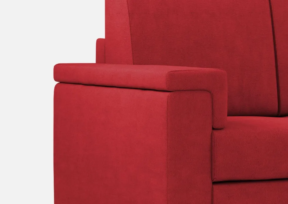 Divano 148x85cm design a due posti con bracciolo squadrato rosso DI1