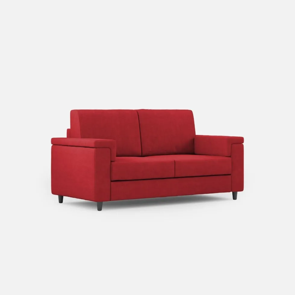 Divano 148x85cm design a due posti con bracciolo squadrato rosso DI1