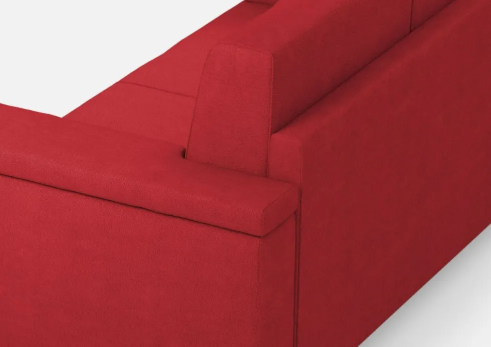 Divano 148x85cm design a due posti con bracciolo squadrato rosso DI1
