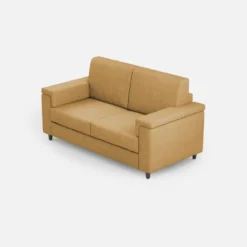 Divano 148x85cm design a due posti con bracciolo squadrato ocra DI1