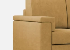 Divano 148x85cm design a due posti con bracciolo squadrato ocra DI1
