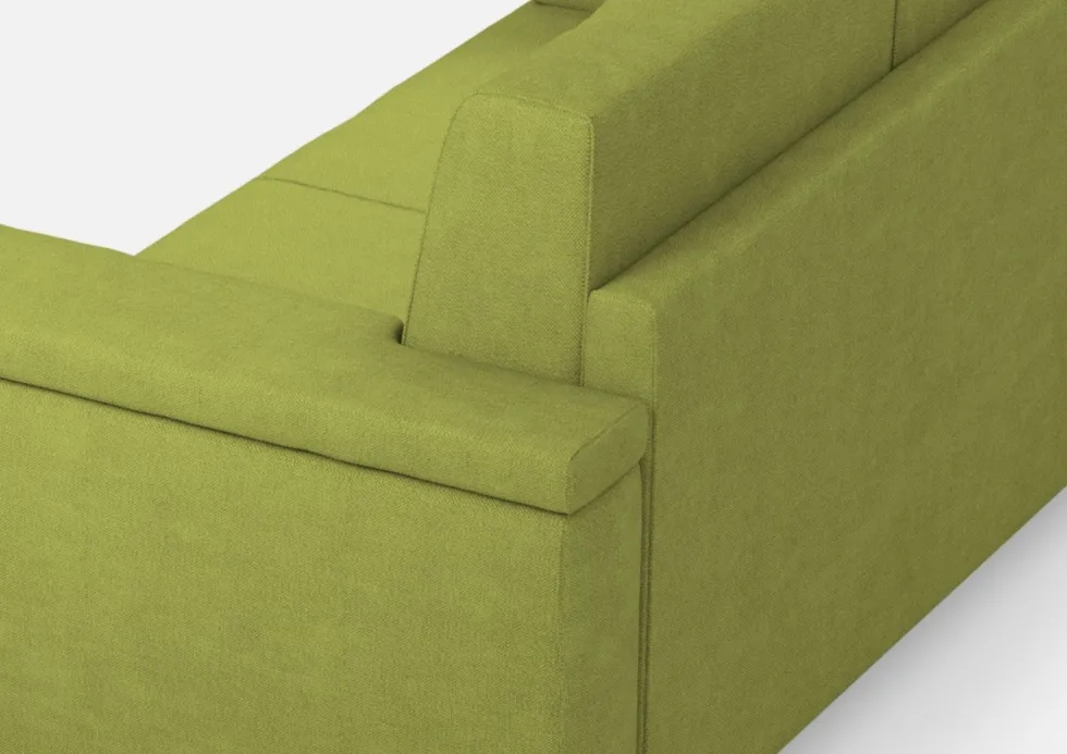 Divano 148x85cm design a due posti con bracciolo squadrato verde DI1