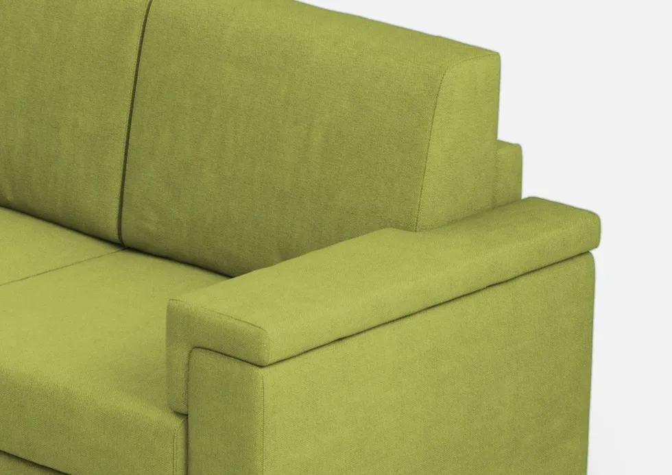 Divano 148x85cm design a due posti con bracciolo squadrato verde DI1
