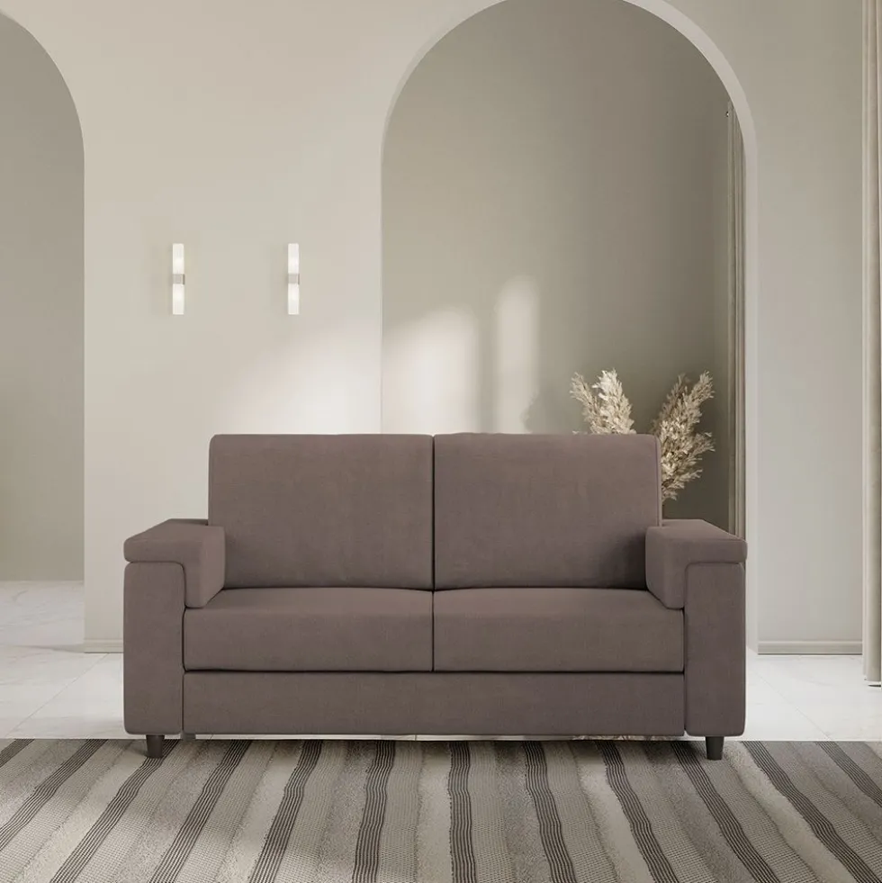 Divano 148x85cm design a due posti con bracciolo squadrato talpa DI1