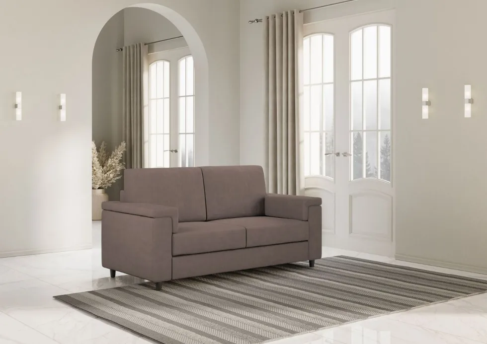 Divano 148x85cm design a due posti con bracciolo squadrato talpa DI1