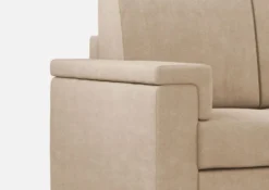 Divano 148x85cm design a due posti con bracciolo squadrato beige DI1