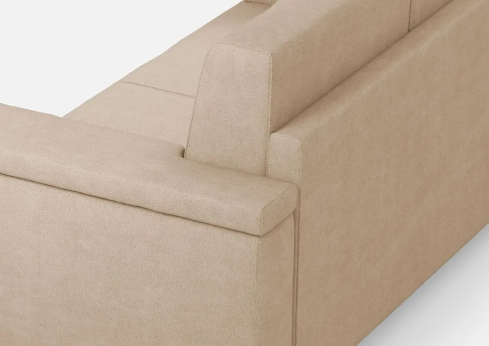 Divano 148x85cm design a due posti con bracciolo squadrato beige DI1