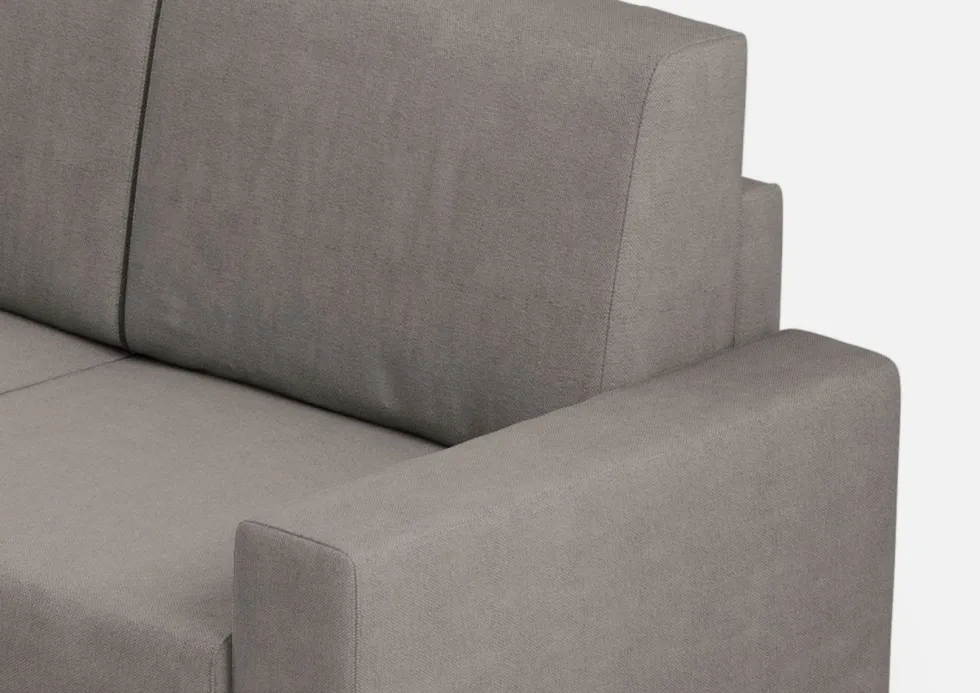 Divano 148x85cm design a due posti con bracciolo squadrato idrorepellente grigio DI12