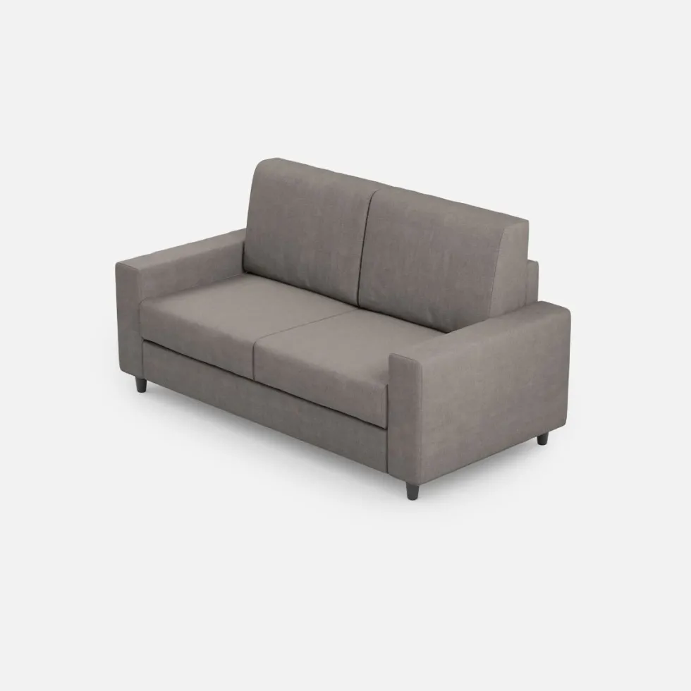 Divano 148x85cm design a due posti con bracciolo squadrato idrorepellente grigio DI12