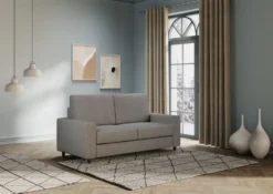 Divano 148x85cm design a due posti con bracciolo squadrato idrorepellente grigio DI12