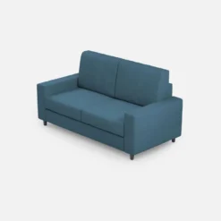 Divano 148x85cm design a due posti con bracciolo squadrato idrorepellente blu avio DI12