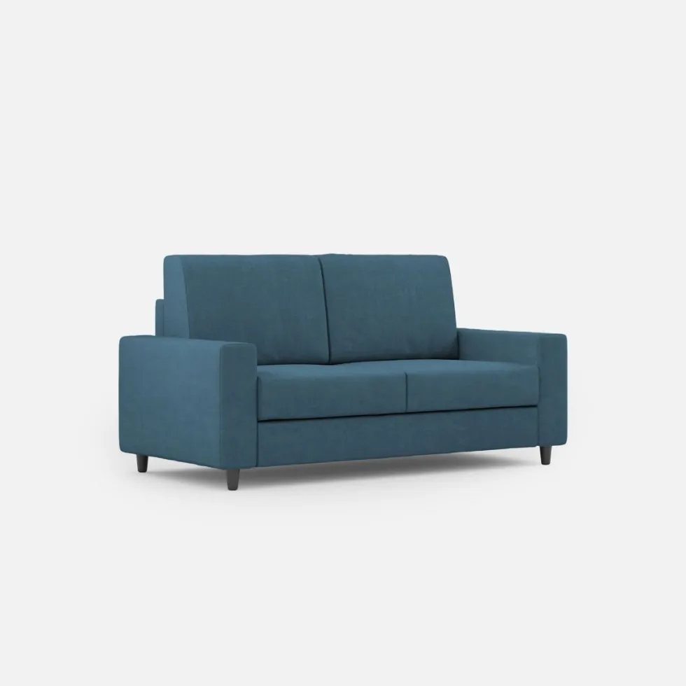 Divano 148x85cm design a due posti con bracciolo squadrato idrorepellente blu avio DI12