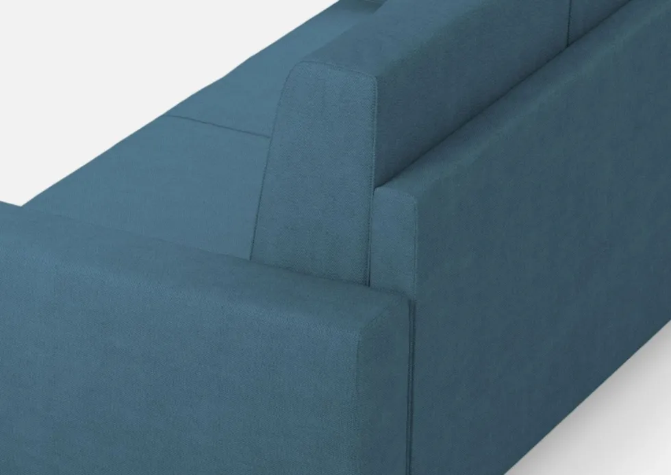 Divano 148x85cm design a due posti con bracciolo squadrato idrorepellente blu avio DI12