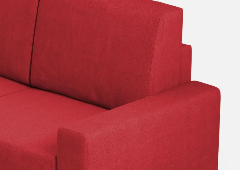 Divano 148x85cm design a due posti con bracciolo squadrato idrorepellente rosso DI12
