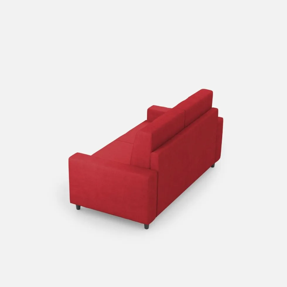 Divano 148x85cm design a due posti con bracciolo squadrato idrorepellente rosso DI12