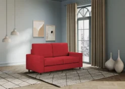 Divano 148x85cm design a due posti con bracciolo squadrato idrorepellente rosso DI12