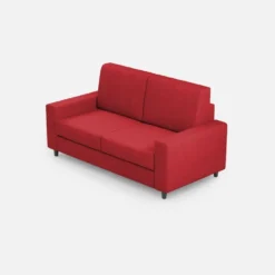 Divano 148x85cm design a due posti con bracciolo squadrato idrorepellente rosso DI12