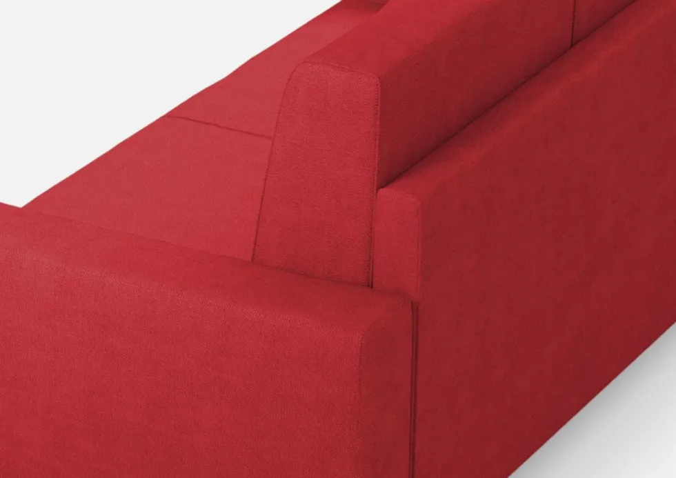 Divano 148x85cm design a due posti con bracciolo squadrato idrorepellente rosso DI12