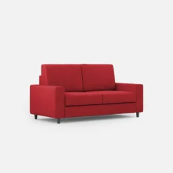 Divano 148x85cm design a due posti con bracciolo squadrato idrorepellente rosso DI12
