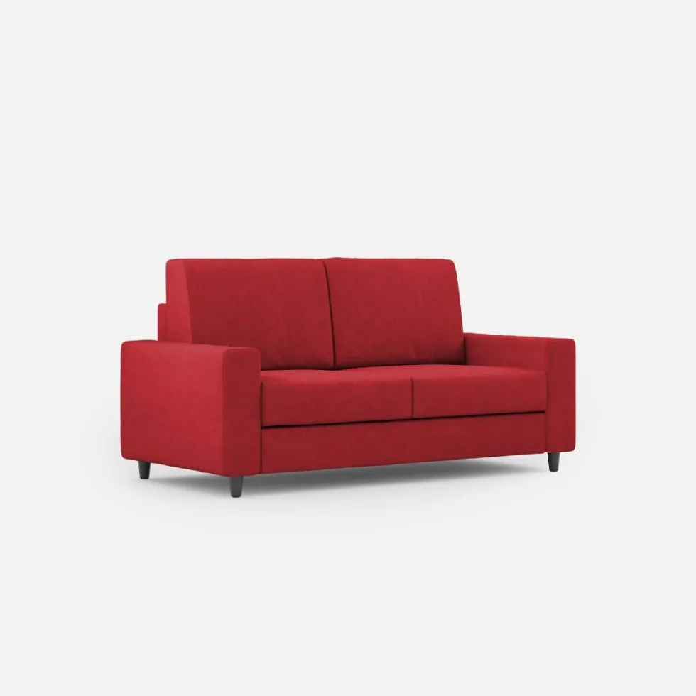 Divano 148x85cm design a due posti con bracciolo squadrato idrorepellente rosso DI12