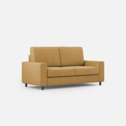 Divano 148x85cm design a due posti con bracciolo squadrato idrorepellente ocra DI12