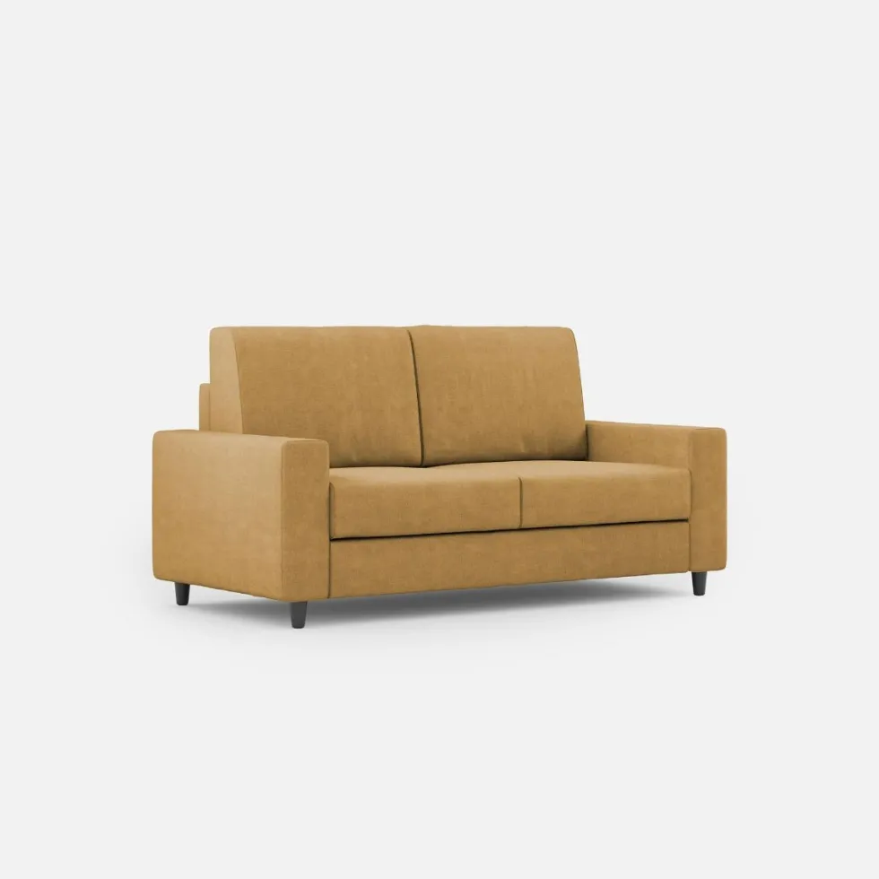 Divano 148x85cm design a due posti con bracciolo squadrato idrorepellente ocra DI12