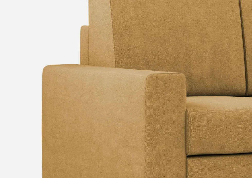 Divano 148x85cm design a due posti con bracciolo squadrato idrorepellente ocra DI12
