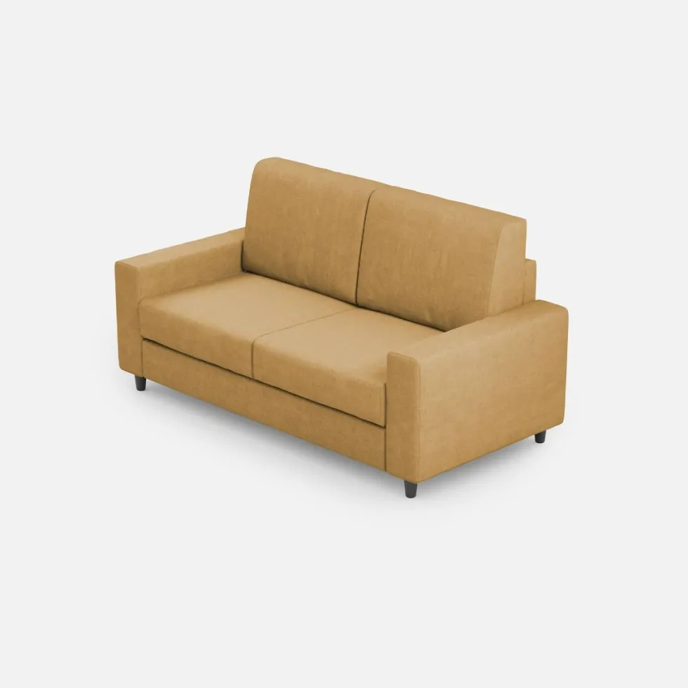 Divano 148x85cm design a due posti con bracciolo squadrato idrorepellente ocra DI12