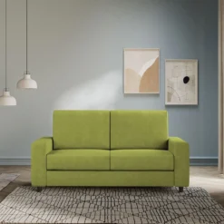 Divano 148x85cm design a due posti con bracciolo squadrato idrorepellente verde DI12