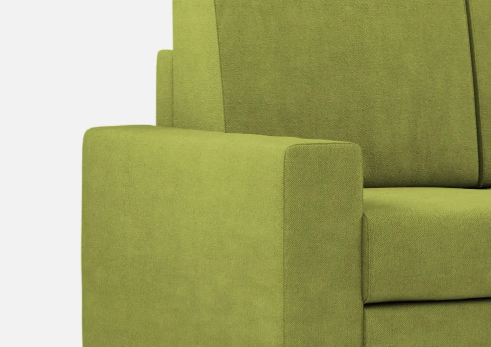 Divano 148x85cm design a due posti con bracciolo squadrato idrorepellente verde DI12