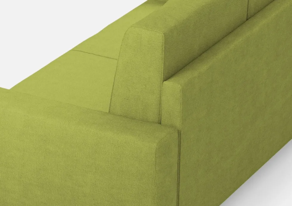 Divano 148x85cm design a due posti con bracciolo squadrato idrorepellente verde DI12