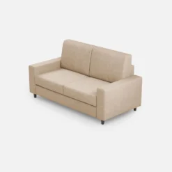 Divano 148x85cm design a due posti con bracciolo squadrato idrorepellente beige DI12