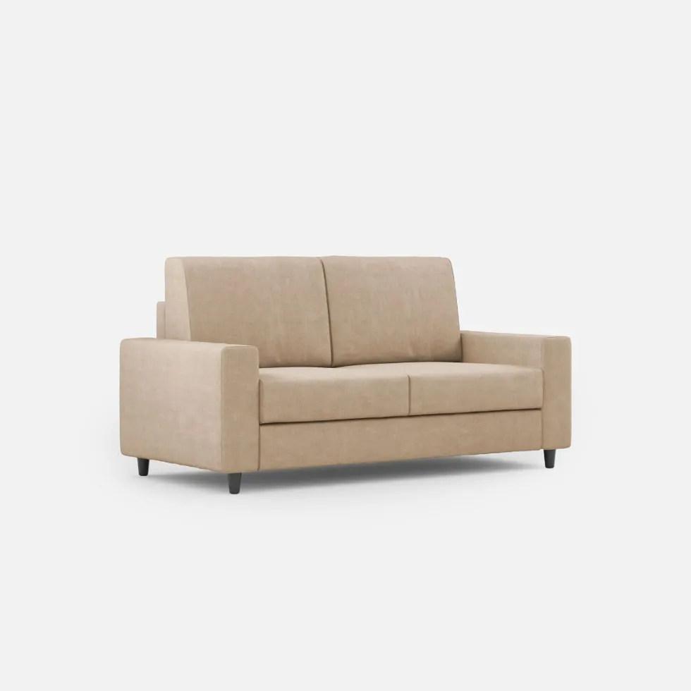 Divano 148x85cm design a due posti con bracciolo squadrato idrorepellente beige DI12