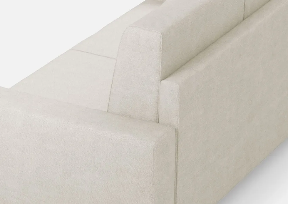 Divano 148x85cm design a due posti con bracciolo squadrato idrorepellente bianco latte DI12