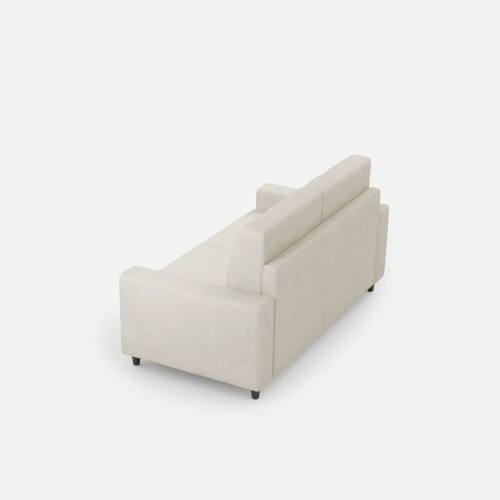 Divano 148x85cm design a due posti con bracciolo squadrato idrorepellente bianco latte DI12
