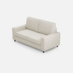Divano 148x85cm design a due posti con bracciolo squadrato idrorepellente bianco latte DI12