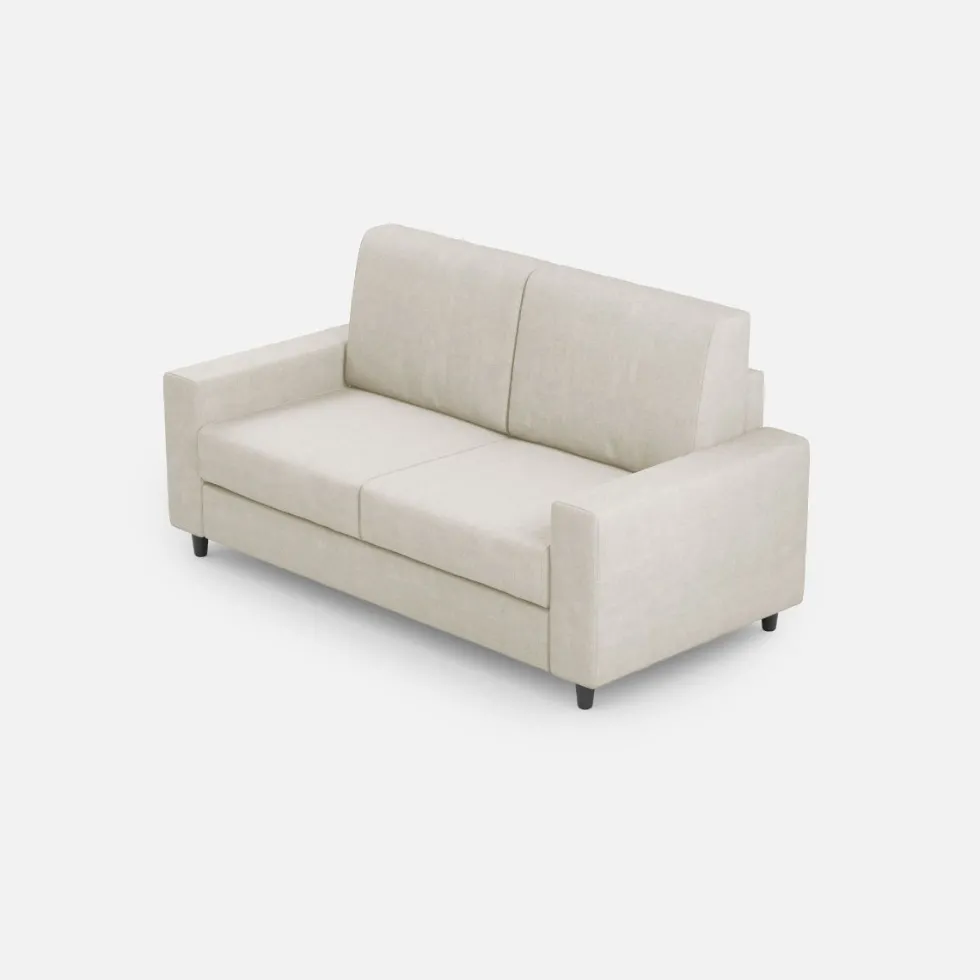 Divano 148x85cm design a due posti con bracciolo squadrato idrorepellente bianco latte DI12