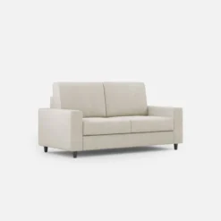 Divano 148x85cm design a due posti con bracciolo squadrato idrorepellente bianco latte DI12