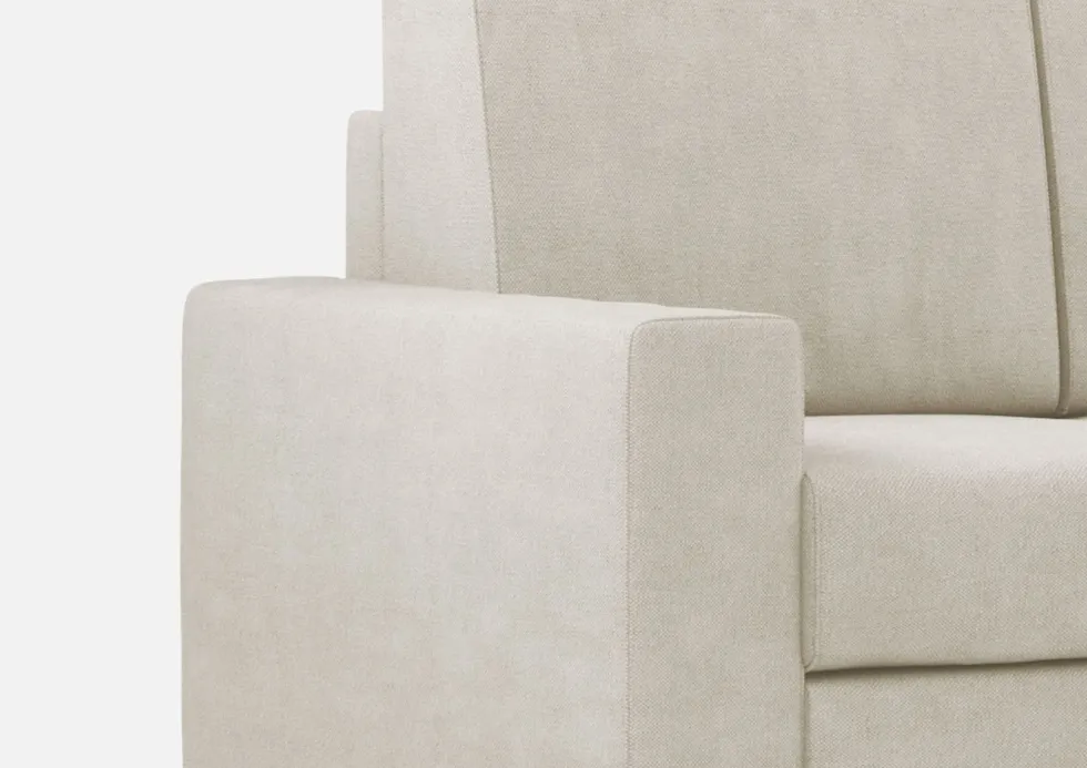 Divano 148x85cm design a due posti con bracciolo squadrato idrorepellente bianco latte DI12